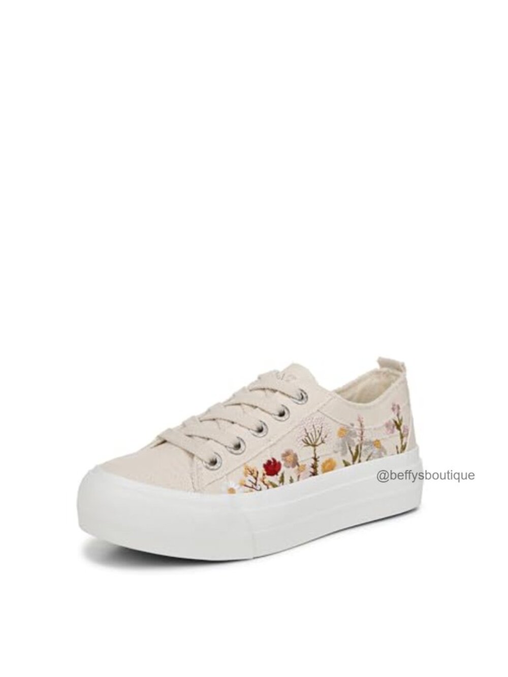 Embroidered Lace Up Platform Sneaker Floral Casual Walking Shoe